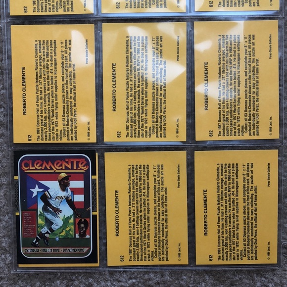 1986 Donruss Roberto Clemente Hall Of Fame #612(Lot of 10 cards) - Picture 4 of 10